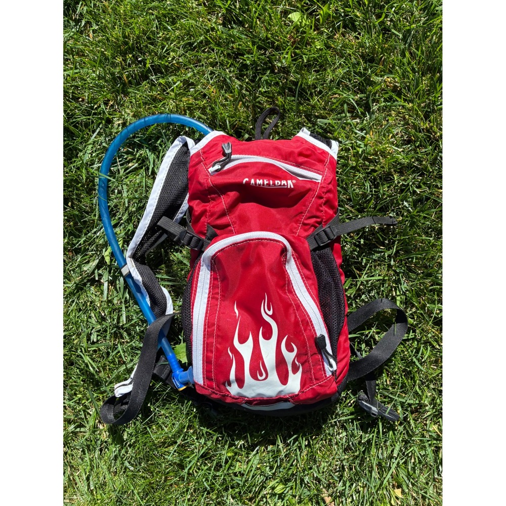 CamelBak Hydration Pack Red White Flame Graphic Backpack Hiking Cycling Bag